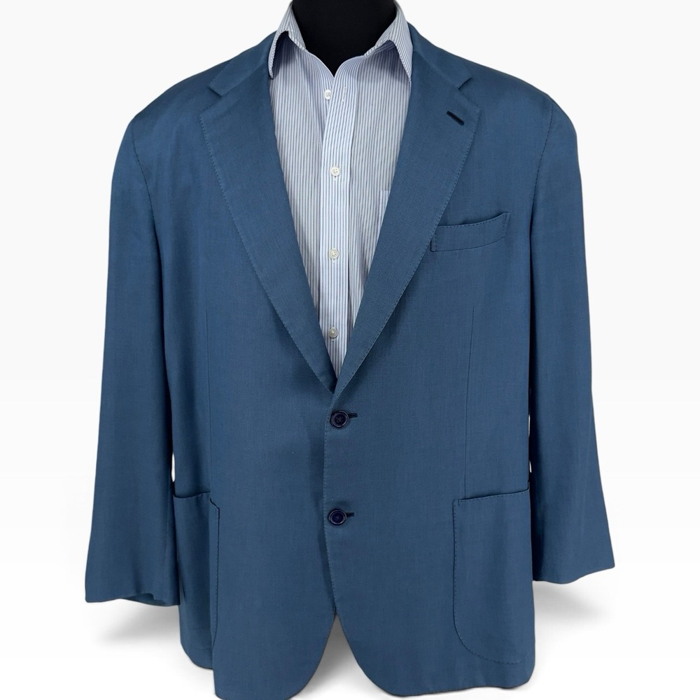 Brioni Blue Silk Piuma Unlined Sport Coat Blazer Mens IT 50 US 40